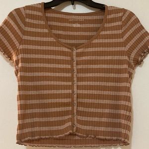 American Eagle orange striped crop top.
